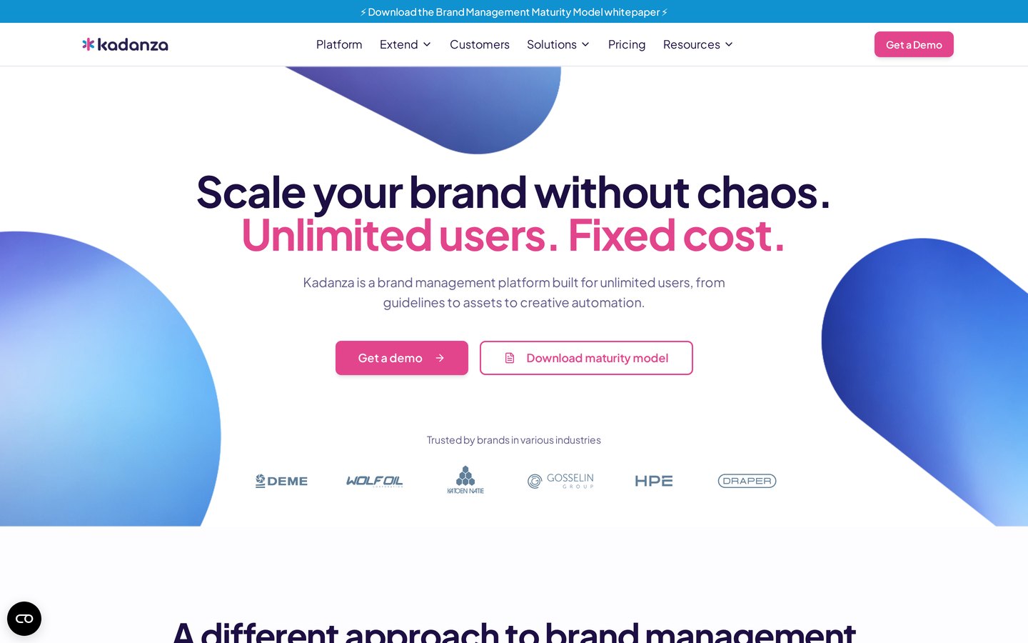 Kadanza — Homepage with the new positioning line