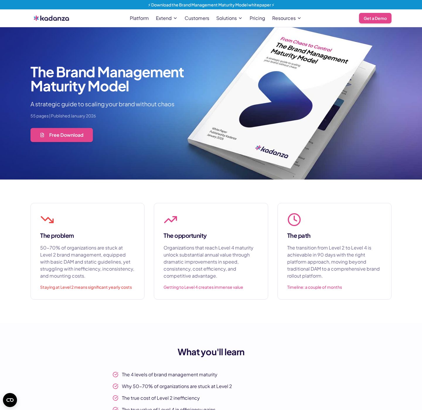 Kadanza — Whitepaper lead magnet: brand management maturity model